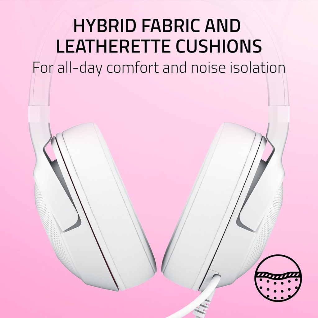 Razer Kraken Kitty V2 USB Wired RGB Gaming Headset: Chroma Kitty Ears, Stream Reactive Lighting, HyperClear Cardioid Mic, 7.1 Surround Sound For PC, PS4, PS5 - White