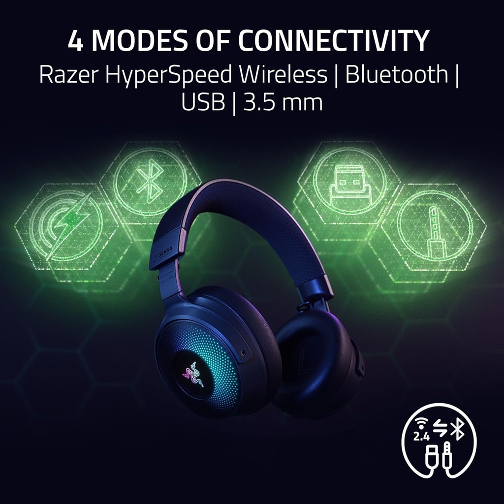 Razer Kraken V4 Pro Wireless Gaming Headset With OLED Control Hub, Razer Sensa HD Haptics For PC, Mac, Playstation, Switch & Smartphone