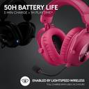 Logitech G PRO X 2 Lightspeed Wireless/Bluetooth/USB/ 3.5mm Gaming Headset For PC,PS5 & Switch- Pink