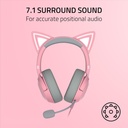 Razer Kraken Kitty V2 USB Wired RGB Gaming Headset: Chroma Kitty Ears, Stream Reactive Lighting, HyperClear Cardioid Mic, 7.1 Surround Sound For PC, PS4, PS5 - Quartz Pink