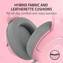 Razer Kraken Kitty V2 USB Wired RGB Gaming Headset: Chroma Kitty Ears, Stream Reactive Lighting, HyperClear Cardioid Mic, 7.1 Surround Sound For PC, PS4, PS5 - Quartz Pink