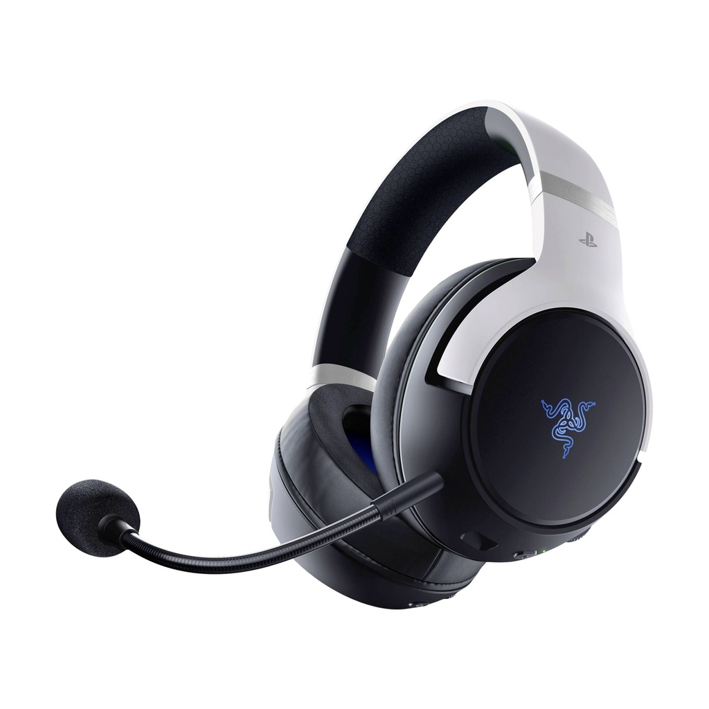 Razer Kaira Pro HyperSpeed Wireless Gaming Headset, with Haptics for PS5, Titanium 50mm Drivers, Oval Ear Cushions, Low Latency BT, Hybrid Mic, Up to 30H Battery Life, White/Black | RZ04-04030200-R3G1