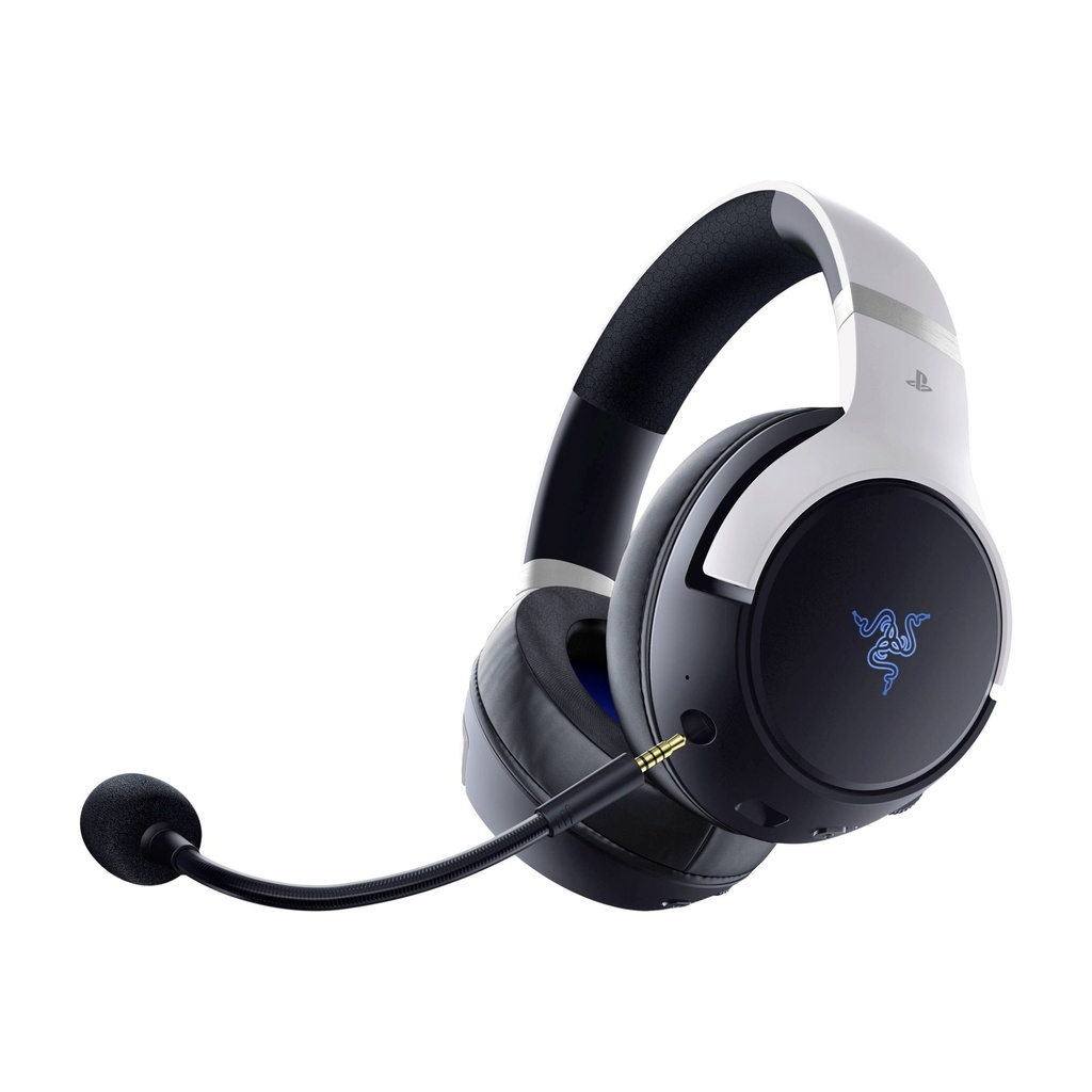 Razer Kaira Pro HyperSpeed Wireless Gaming Headset, with Haptics for PS5, Titanium 50mm Drivers, Oval Ear Cushions, Low Latency BT, Hybrid Mic, Up to 30H Battery Life, White/Black | RZ04-04030200-R3G1