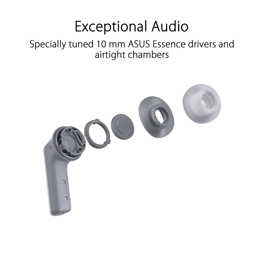 Asus ROG Cetra True Wireless/Bluetooth Gaming Earbuds, Active Noise Cancelation, up to 27-hour battery, IPX4 water resistance, for PC, Mac, Nintendo Switch, iPad iOS, Android - White | 90YH03X1-B5UA00
