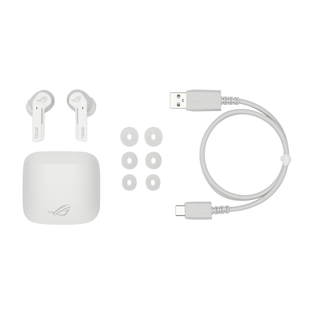 Asus ROG Cetra True Wireless/Bluetooth Gaming Earbuds, Active Noise Cancelation, up to 27-hour battery, IPX4 water resistance, for PC, Mac, Nintendo Switch, iPad iOS, Android - White | 90YH03X1-B5UA00