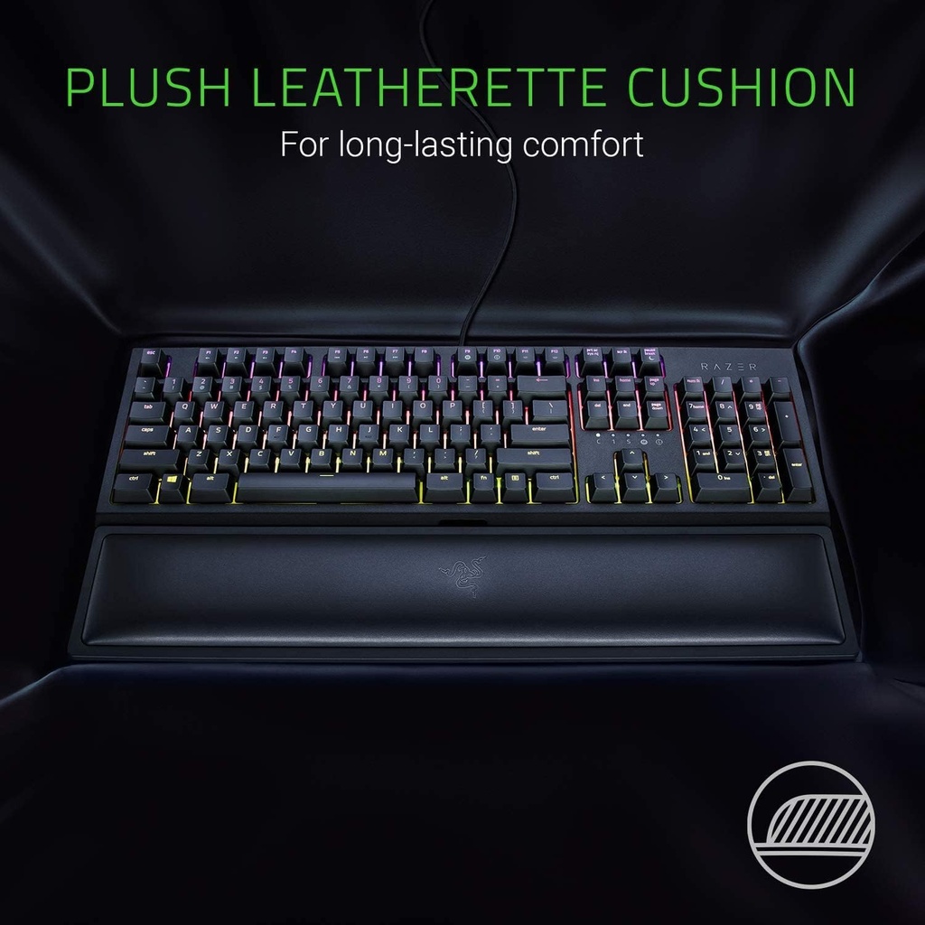 Razer Ergonomic Wrist Rest for Full-Sized Keyboards: Anti-Slip Rubber Base, Angled Incline - Classic Black