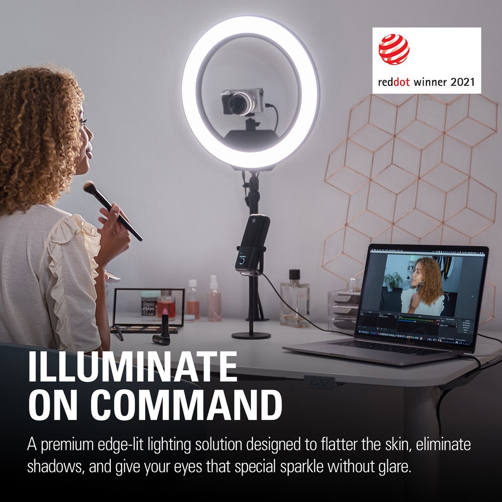 Elgato Ring Light Premium 2500 Lumens Light with Desk Clamp and Ball Mount