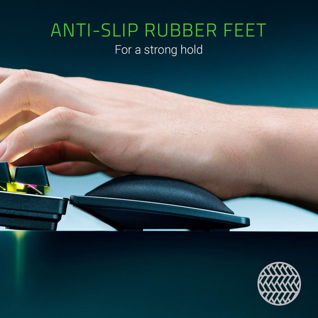 Razer Ergonomic Wrist Rest Pro: Cooling Gel, Large, Black, Memory Foam, Full Size Pro, Heat Transfer Fabric, Anti-Slip Rubber Feet - Black