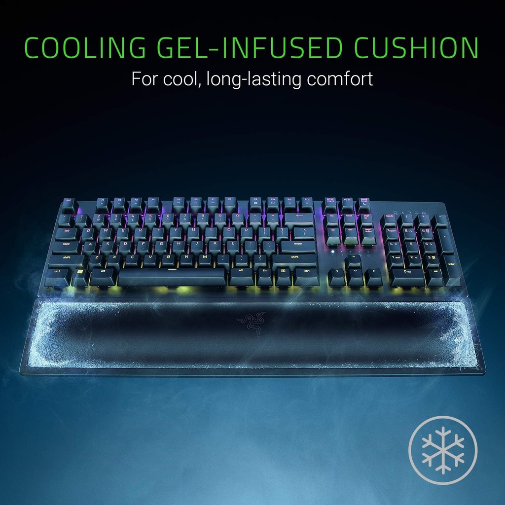 Razer Ergonomic Wrist Rest Pro: Cooling Gel, Large, Black, Memory Foam, Full Size Pro, Heat Transfer Fabric, Anti-Slip Rubber Feet - Black