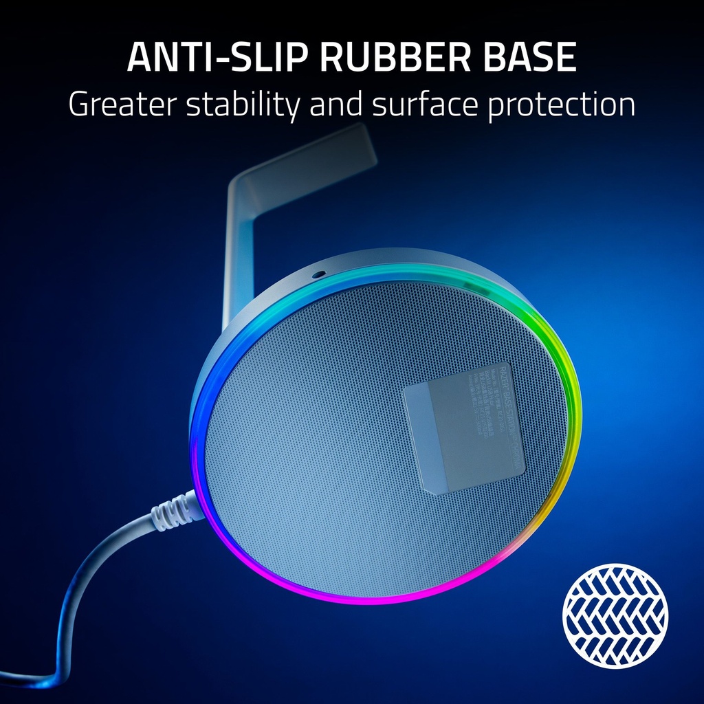 Razer Base Station V2 Chroma Headphone Headset Stand Holder: Chroma RGB Lighting, Taller Stand & Anti-Slip Ledge, USB Charging Ports, 3.5mm Port, Built-in DAC - Quartz