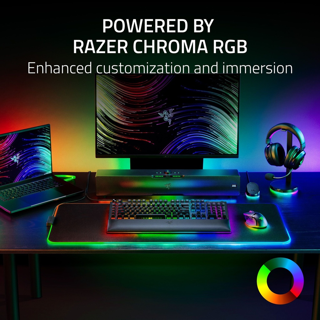 Razer Base Station V2 Chroma Headphone Headset Stand Holder: Chroma RGB Lighting, Taller Stand & Anti-Slip Ledge, USB Charging Ports, 3.5mm Port, Built-in DAC - Quartz