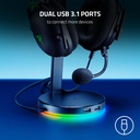 Razer Base Station V2 Chroma Headphone Headset Stand Holder: Chroma RGB Lighting, Taller Stand & Anti-Slip Ledge, USB Charging Ports, 3.5mm Port, Built-in DAC - Black