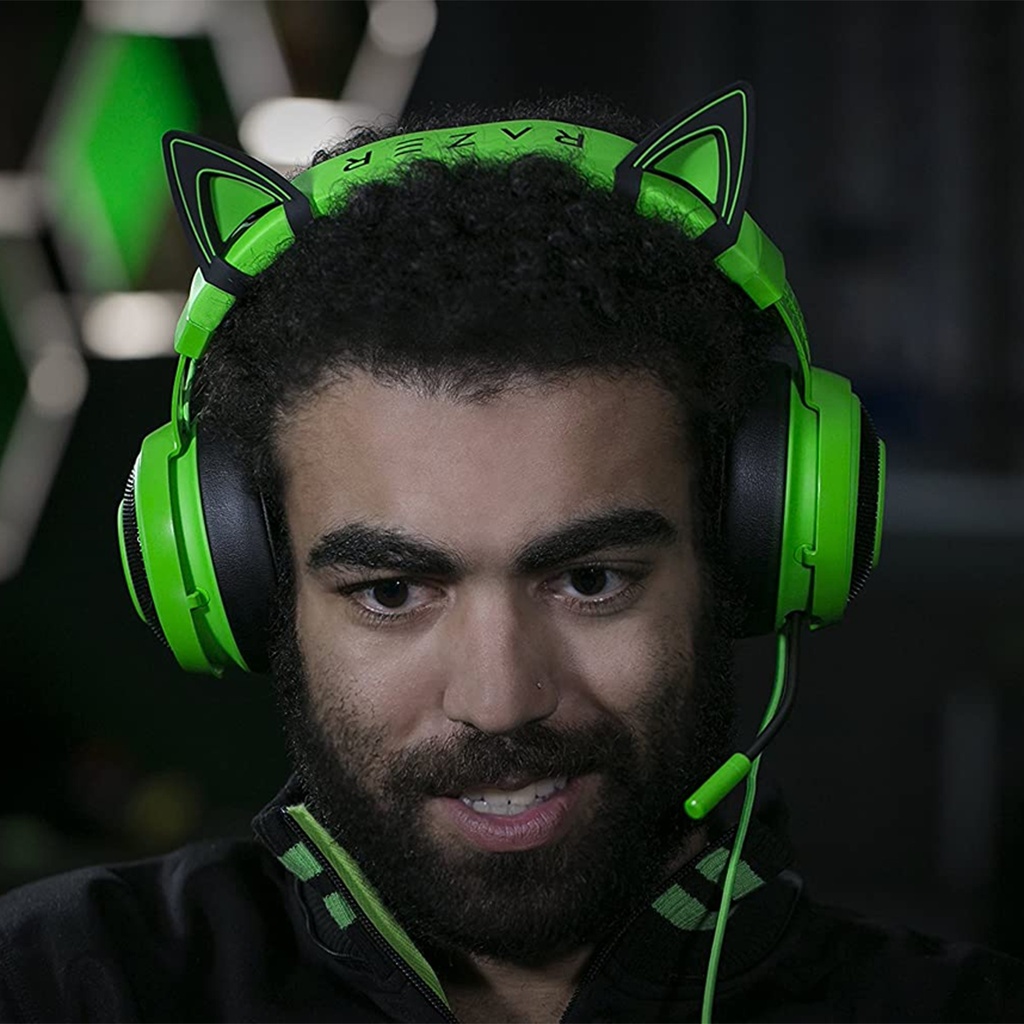 Razer Kitty Ears for Kraken Headsets: Compatible with Kraken 2019, Kraken TE Headsets, Adjustable Straps, Water Resistant Construction - Green