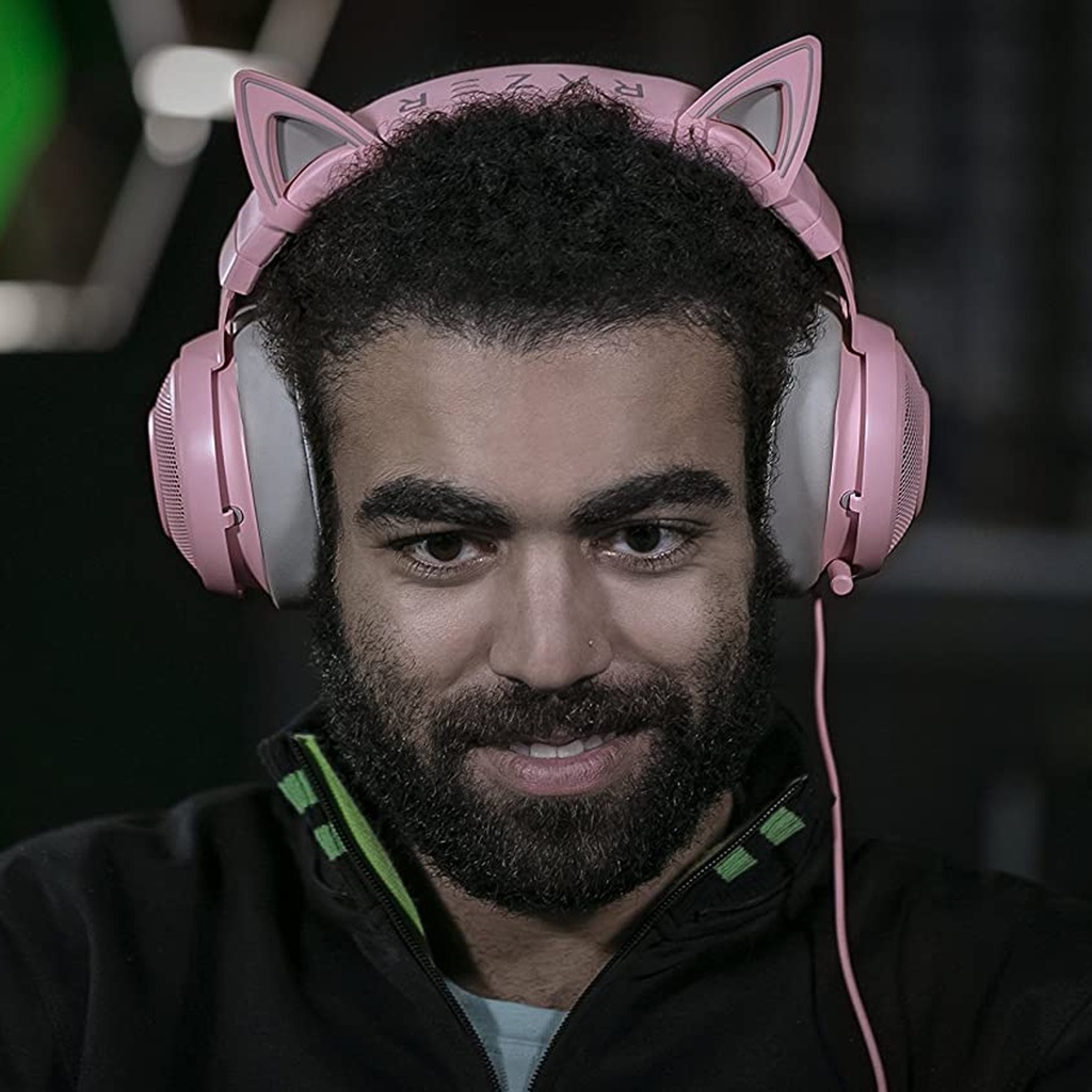 Razer Kitty Ears for Kraken Headsets: Compatible with Kraken 2019, Kraken TE Headsets, Adjustable Straps, Water Resistant Construction - Quartz Pink