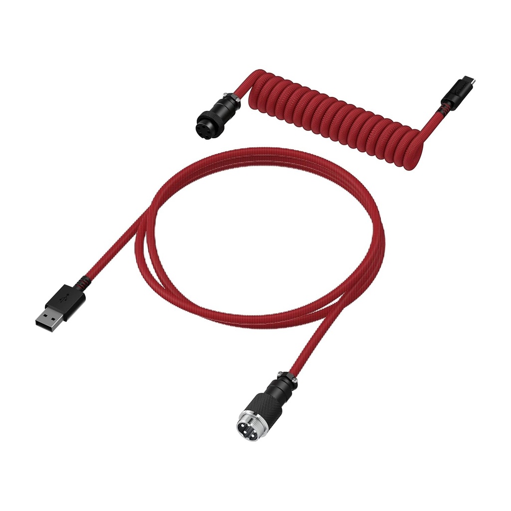 HyperX (6J677AA) USB-C to USB-A Coiled Cable 4.5ft Length Red-Black