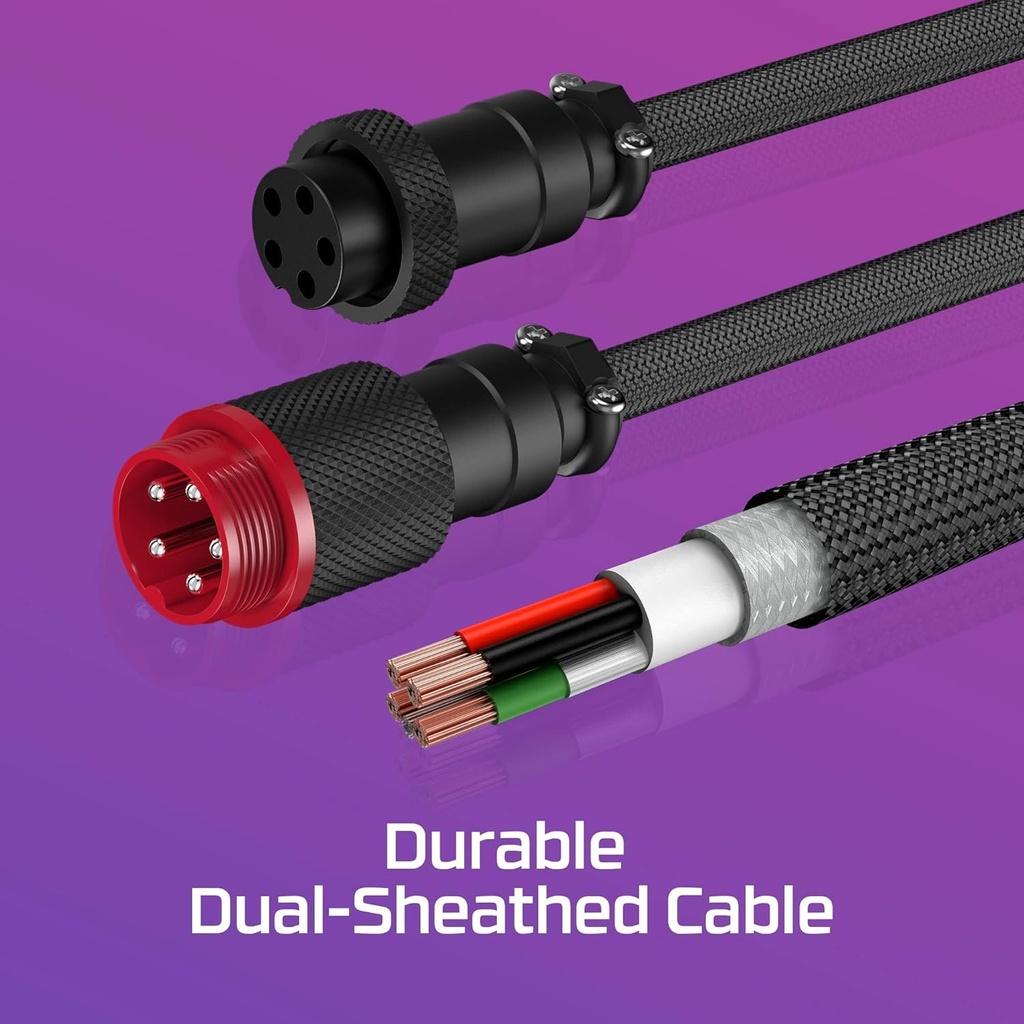 HyperX (6J677AA) USB-C to USB-A Coiled Cable 4.5ft Length Red-Black