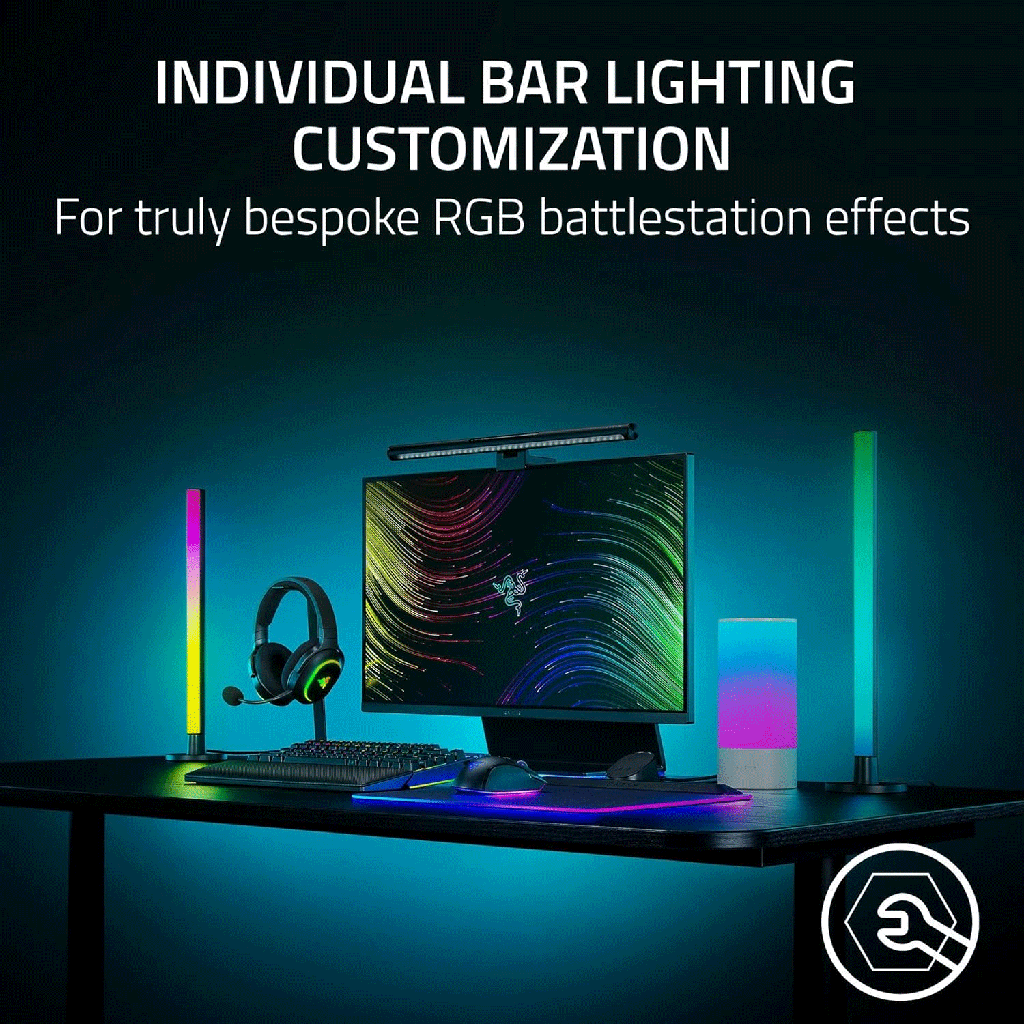 Razer Aether Standing RGB LED Light Bars, USB-C Connection, Reversible Front and Back Dual Lighting for PC, Works With Alexa & Google Home
