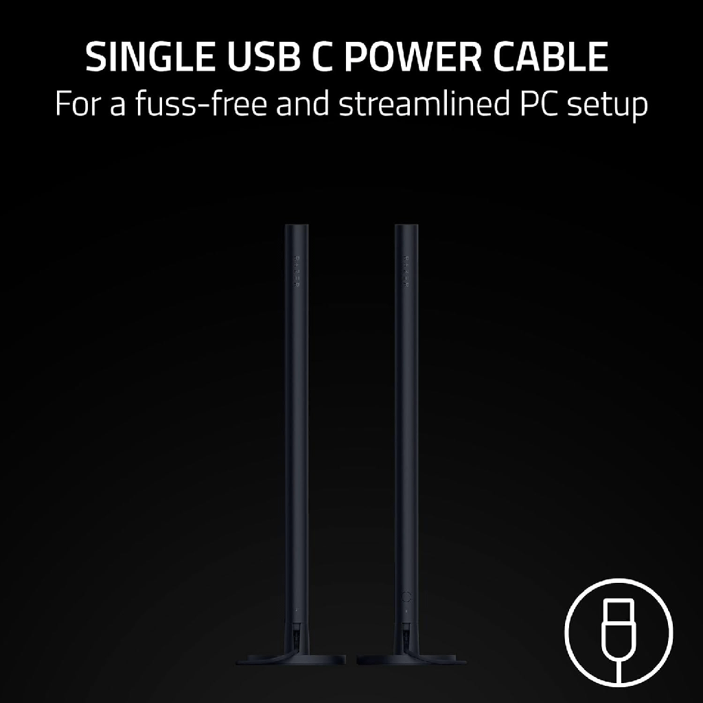 Razer Aether Standing RGB LED Light Bars, USB-C Connection, Reversible Front and Back Dual Lighting for PC, Works With Alexa & Google Home