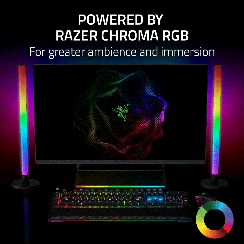 Razer Aether Standing RGB LED Light Bars, USB-C Connection, Reversible Front and Back Dual Lighting for PC, Works With Alexa & Google Home