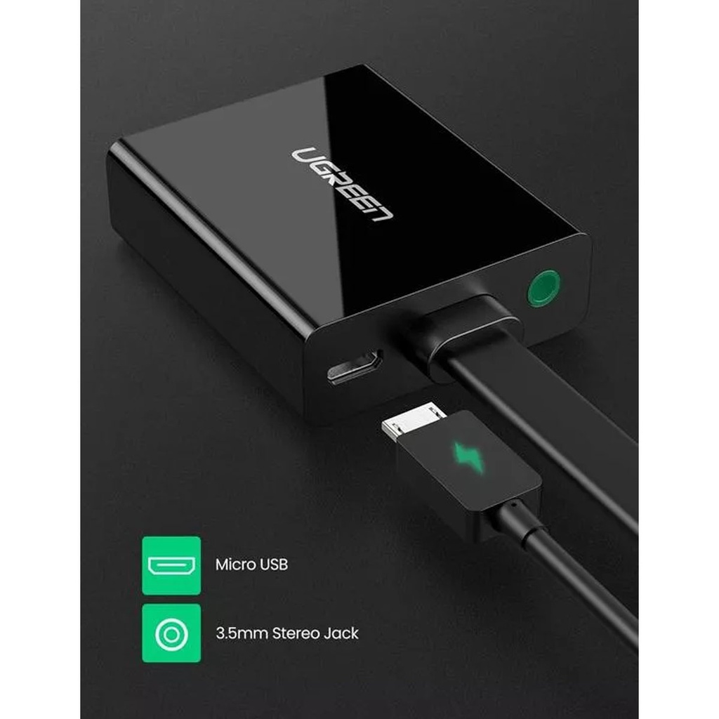 UGreen HDMI to VGA Converter With Audio 25cm - Black