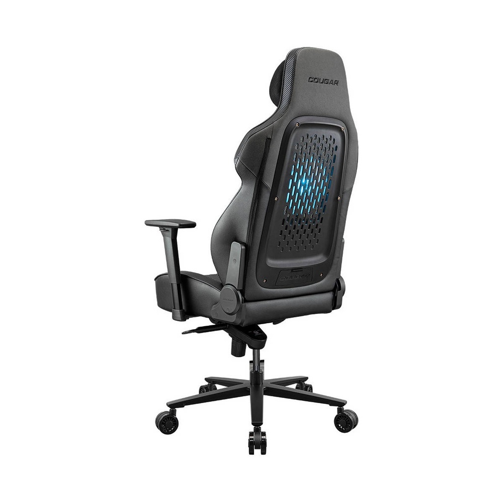 COUGAR NxSys Aero Gaming Chair with Integrated RGB Fan & Premium PVC Leather, Adjustable 3D Armrests, Elastomeric Mesh, Durable Steel Frame, 3" Wheels, 160kg Max Weight - Black-Orange | 3MARPORB.0001