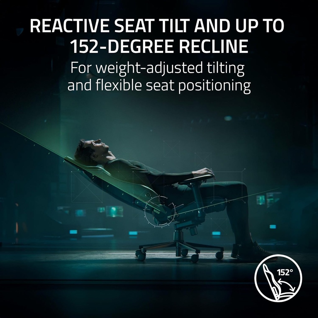 Razer Iskur V2 Gaming Chair with Adaptive Lumbar Support, EPU Synthetic Leather, High Density Foam Cushions, 4D Armrests, Fully Adjustable lumbar Curve - Black