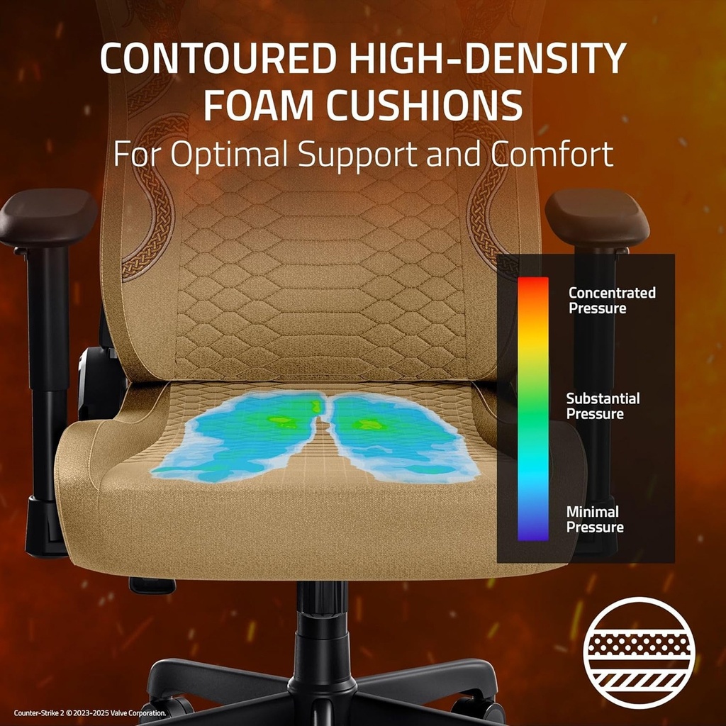 Razer Iskur V2 X Counter Strike 2 Edition Gaming Chair With Built-In Lumbar Support, High Density Foam Cushions, 2D Armrests