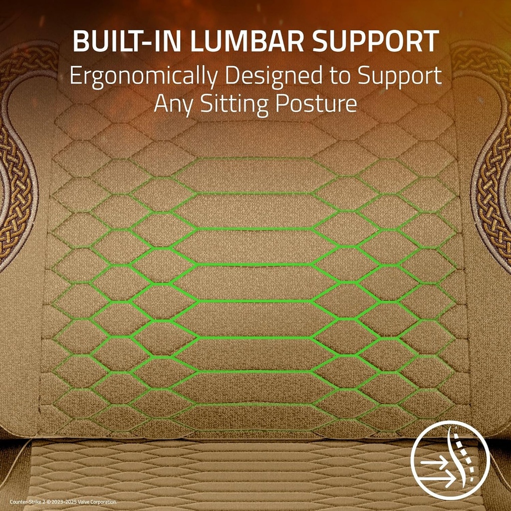 Razer Iskur V2 X Counter Strike 2 Edition Gaming Chair With Built-In Lumbar Support, High Density Foam Cushions, 2D Armrests