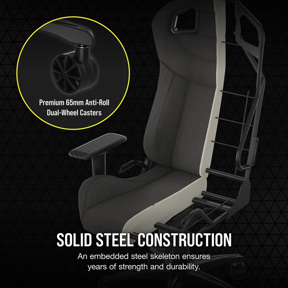 Corsair T3 RUSH Fabric Gaming Chair ,120kg - Grey/Charcoal