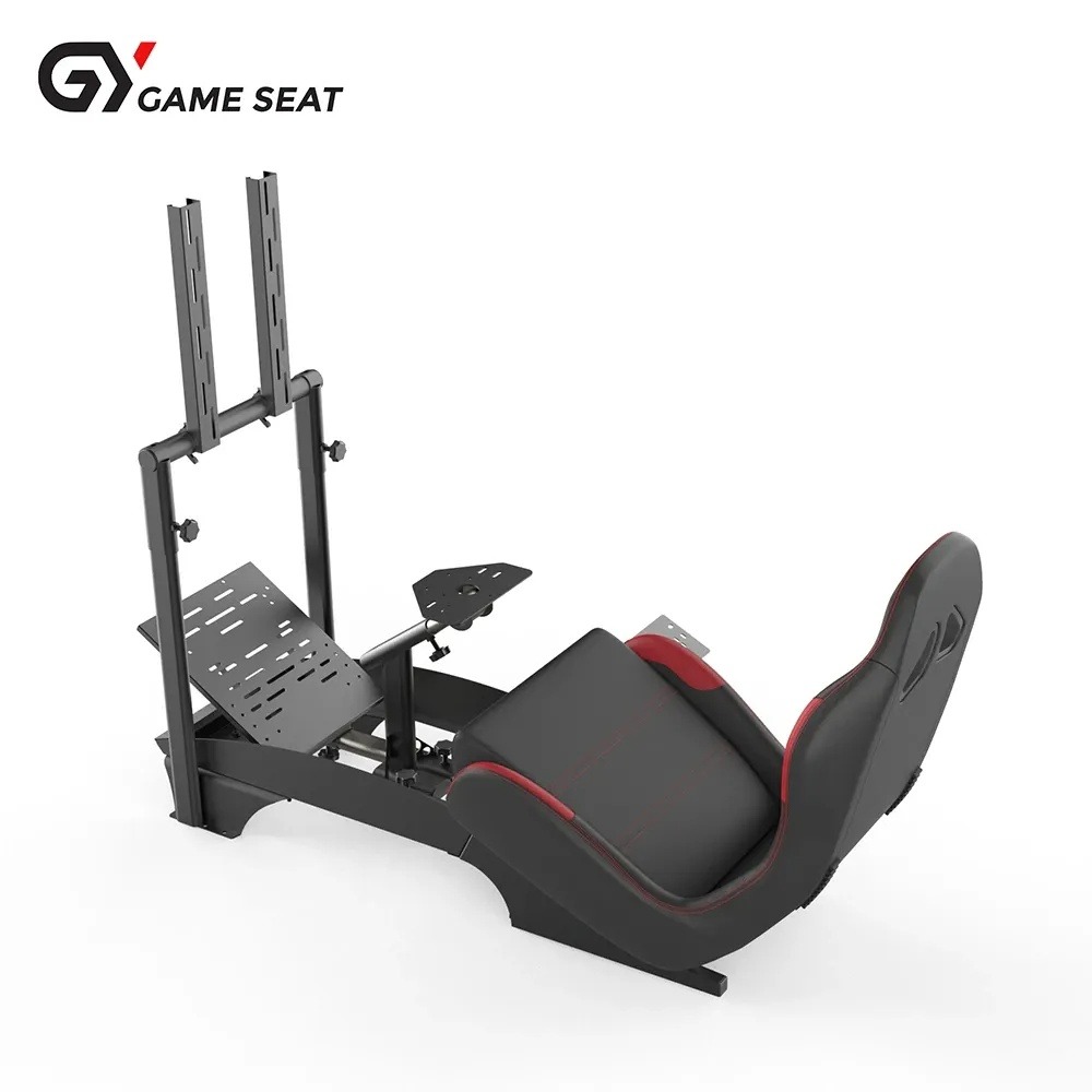 Gameseat GY-Extreme Racing Simulator Cockpit with Monitor Mount – Black/Red | Fully Adjustable Steel Frame & Sport Seat GY046-2