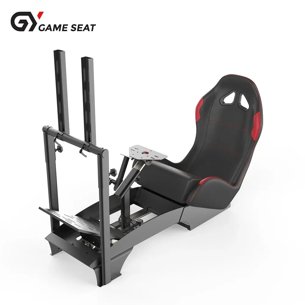 Gameseat GY-Extreme Racing Simulator Cockpit with Monitor Mount – Black/Red | Fully Adjustable Steel Frame & Sport Seat GY046-2