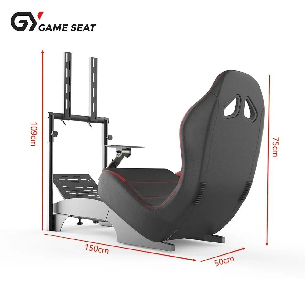 Gameseat GY-Extreme Racing Simulator Cockpit with Monitor Mount – Black/Red | Fully Adjustable Steel Frame & Sport Seat GY046-2