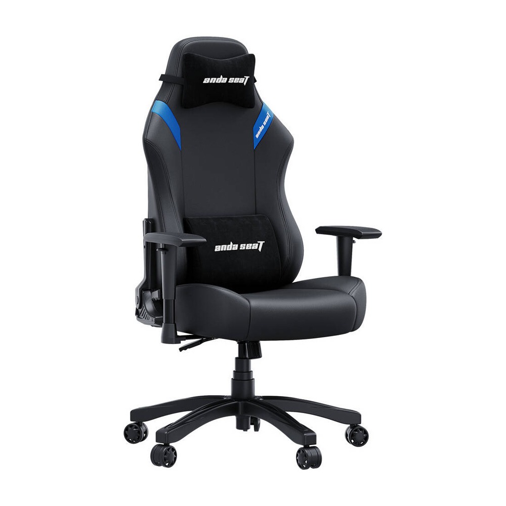 Anda Seat LUNA Series Large Gaming Chair Includes Adjustable Lumbar & Headrest Pillows - Black/Blue