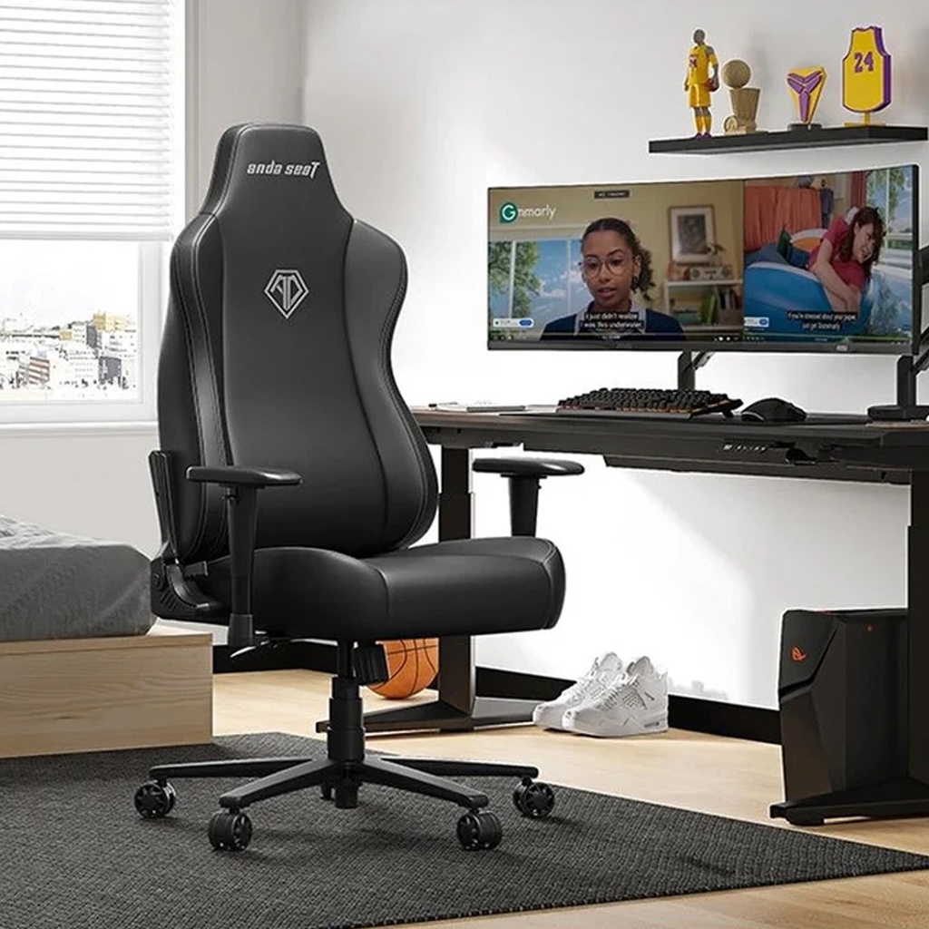AndaSeat Novis large Gaming Chair Durable PVC leather & Linen Upholstery - Black