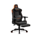 Cougar Armor Evo M Breathable PVC leather.5D Adjustable Armrest.Retractable Footrest.Magnetic Memory Foam Neck Pillow - Black/Orange