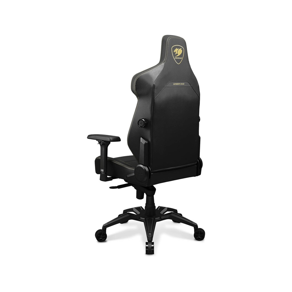 Cougar Armor Evo Royal Breathable PVC Leather Built-in 4-Way Curved Lumbar Support, Magnetic Neck Pillow Foam 4D Armrests - Black