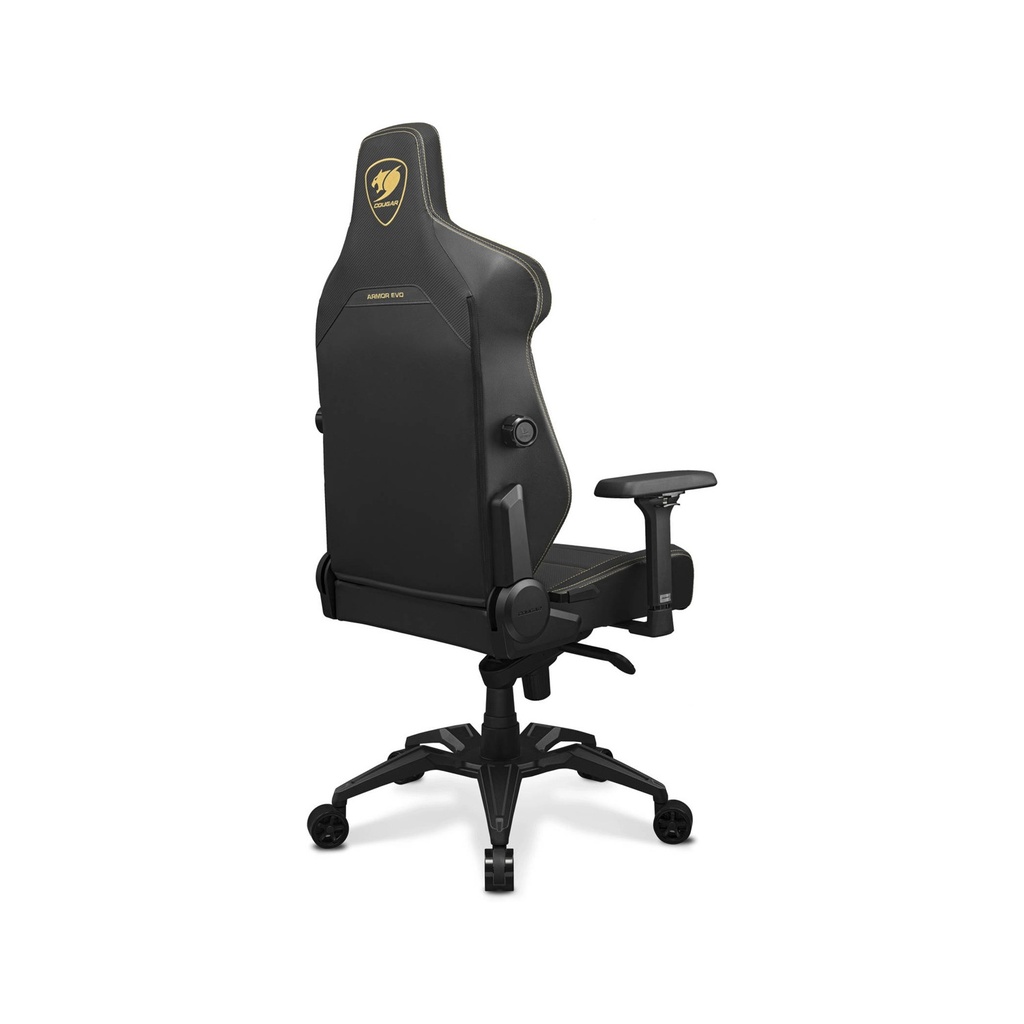 Cougar Armor Evo Royal Breathable PVC Leather Built-in 4-Way Curved Lumbar Support, Magnetic Neck Pillow Foam 4D Armrests - Black