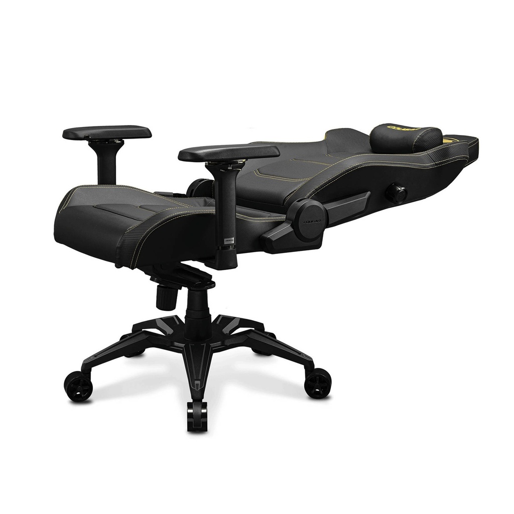 Cougar Armor Evo Royal Breathable PVC Leather Built-in 4-Way Curved Lumbar Support, Magnetic Neck Pillow Foam 4D Armrests - Black