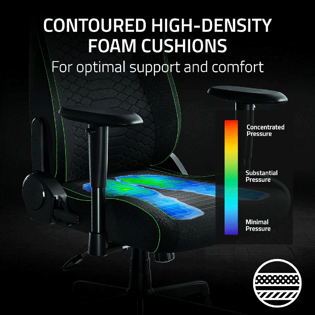 Razer Iskur V2 X Gaming Chair With Built-In Lumbar Support, High Density Foam Cushions, 2D Armrests - Black