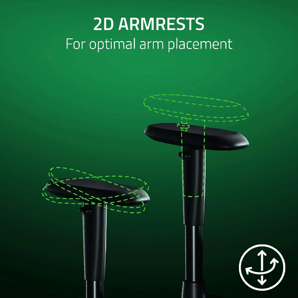 Razer Iskur V2 X Gaming Chair With Built-In Lumbar Support, High Density Foam Cushions, 2D Armrests - Black
