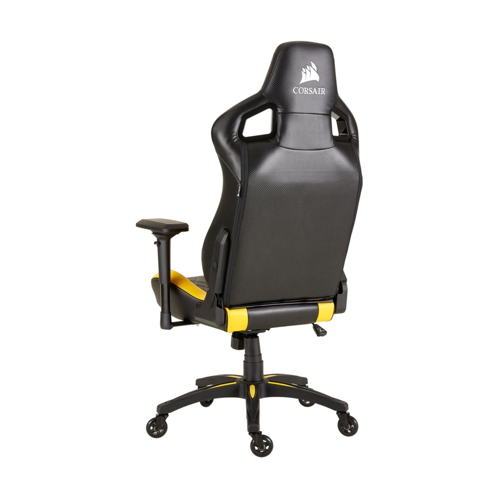 Corsair T1 Race Gaming Chair with PU Leather, 4D Adjustable Armrest, PU Caster Wheels - Black/Yellow