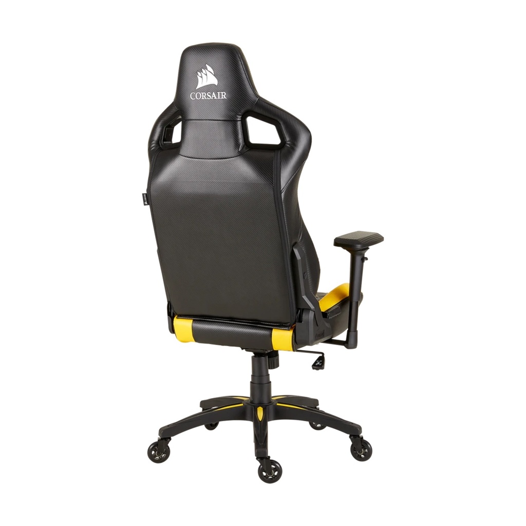 Corsair T1 Race Gaming Chair with PU Leather, 4D Adjustable Armrest, PU Caster Wheels - Black/Yellow