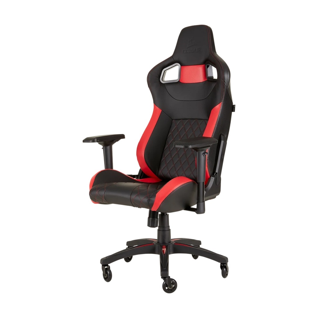 Corsair T1 Race Gaming Chair with PU Leather, 4D Adjustable Armrest, PU Caster Wheels - Black/Red