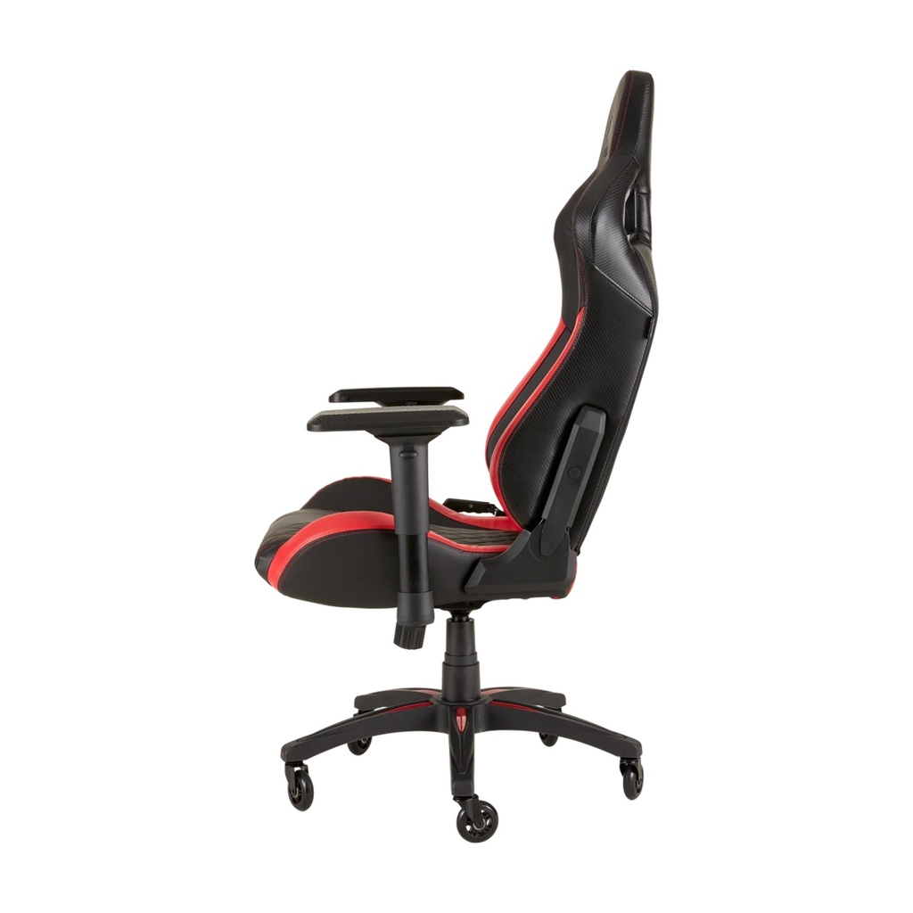 Corsair T1 Race Gaming Chair with PU Leather, 4D Adjustable Armrest, PU Caster Wheels - Black/Red