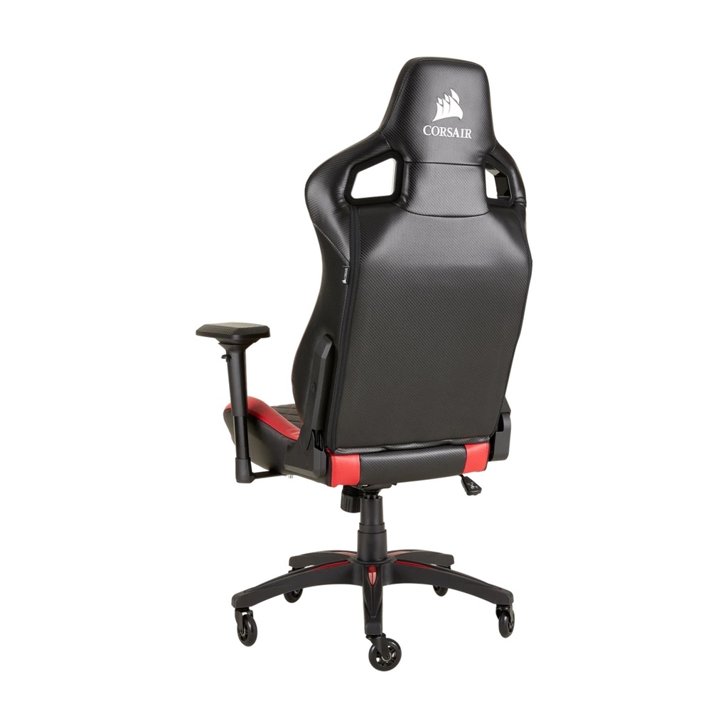 Corsair T1 Race Gaming Chair with PU Leather, 4D Adjustable Armrest, PU Caster Wheels - Black/Red