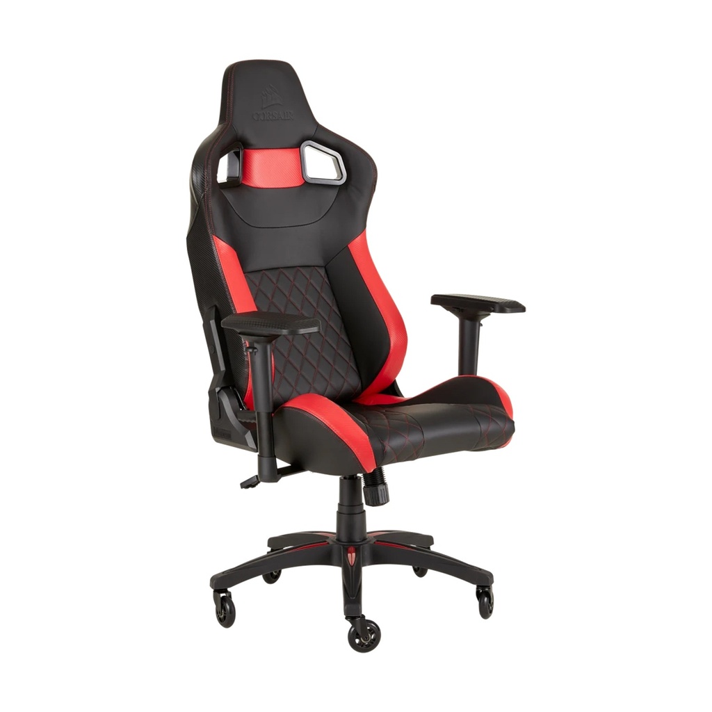 Corsair T1 Race Gaming Chair with PU Leather, 4D Adjustable Armrest, PU Caster Wheels - Black/Red