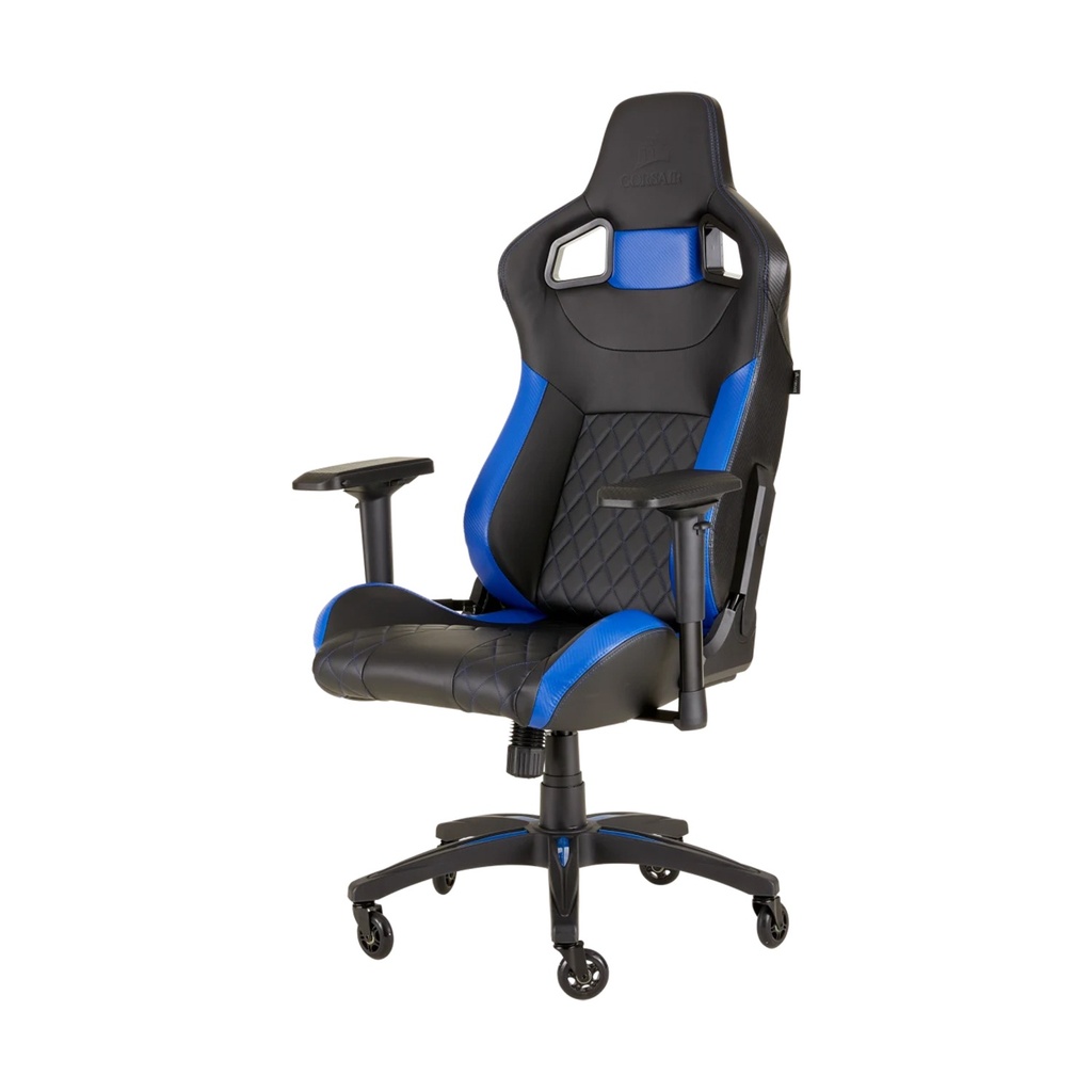 Corsair T1 Race Gaming Chair with PU Leather, 4D Adjustable Armrest, PU Caster Wheels - Black/Blue