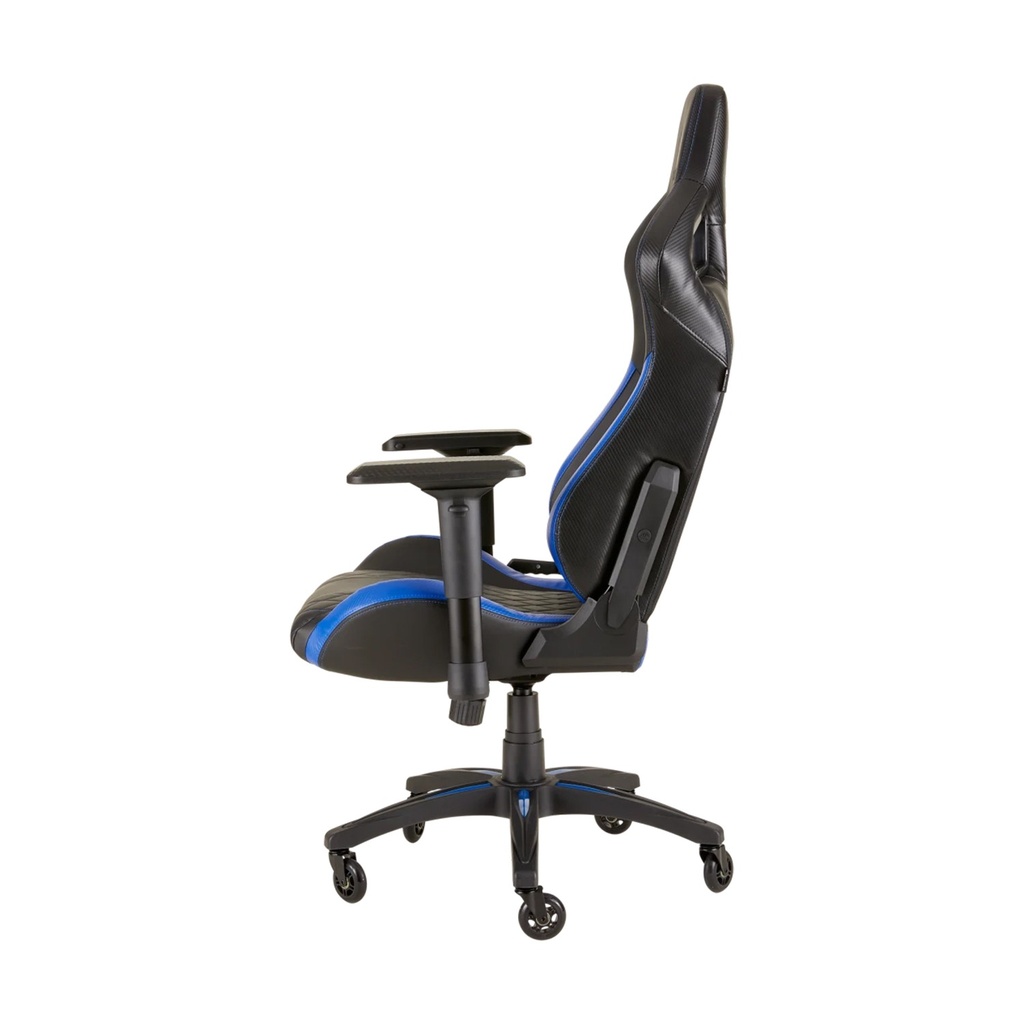 Corsair T1 Race Gaming Chair with PU Leather, 4D Adjustable Armrest, PU Caster Wheels - Black/Blue