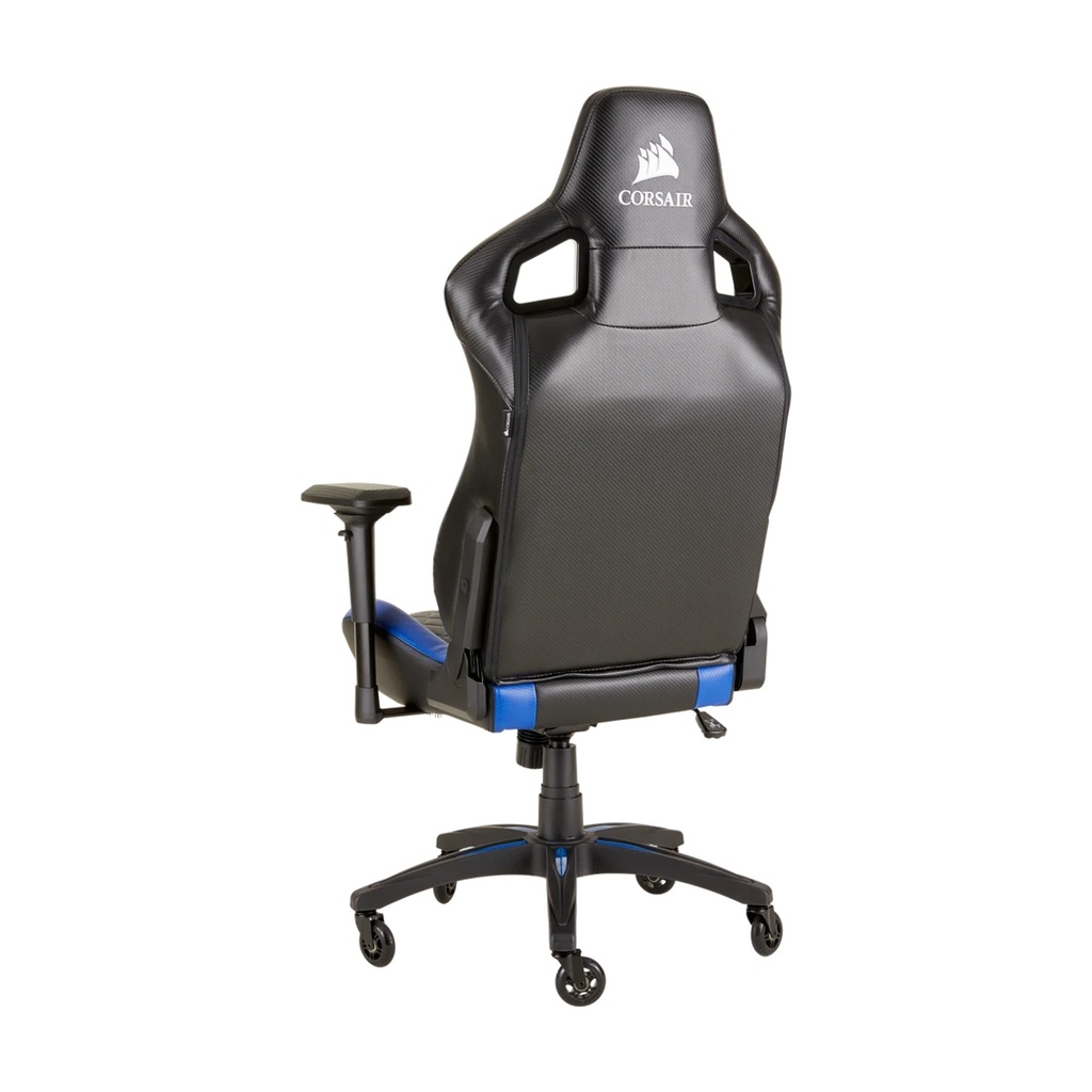 Corsair T1 Race Gaming Chair with PU Leather, 4D Adjustable Armrest, PU Caster Wheels - Black/Blue