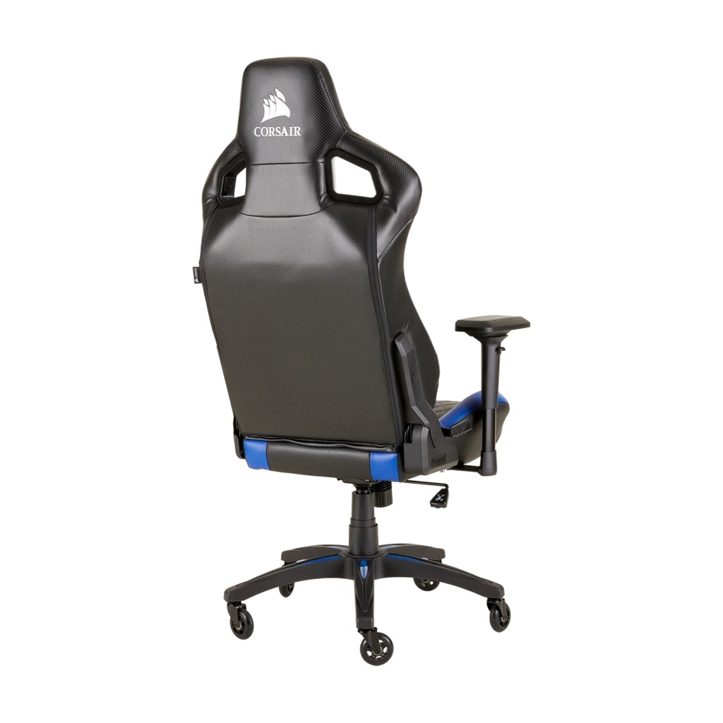 Corsair T1 Race Gaming Chair with PU Leather, 4D Adjustable Armrest, PU Caster Wheels - Black/Blue